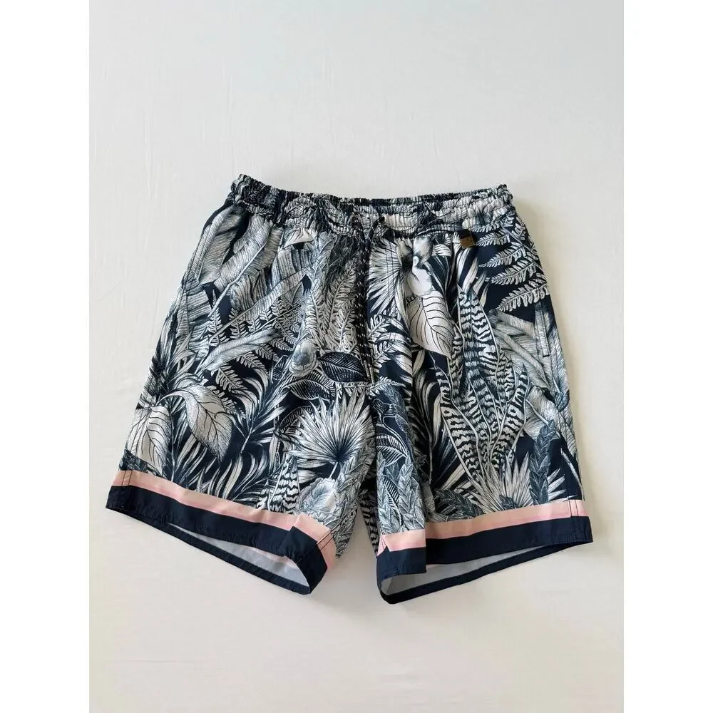 Agua Bendita Men’s Swim Trunks Joe Hawaiian Print Size 34